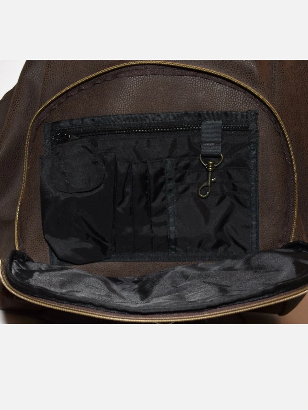 Dark Brown Pebbled Faux Leather Cinch Drawstring Backpack